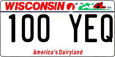 WI license plate 100YEQ