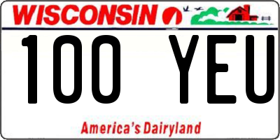 WI license plate 100YEU