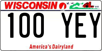 WI license plate 100YEY