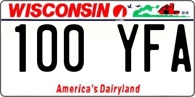 WI license plate 100YFA