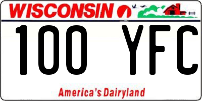 WI license plate 100YFC