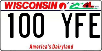 WI license plate 100YFE
