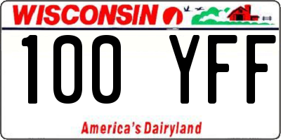 WI license plate 100YFF