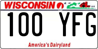 WI license plate 100YFG