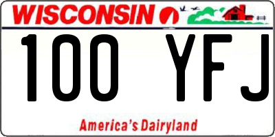 WI license plate 100YFJ