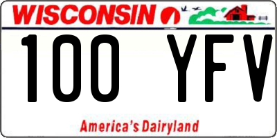 WI license plate 100YFV
