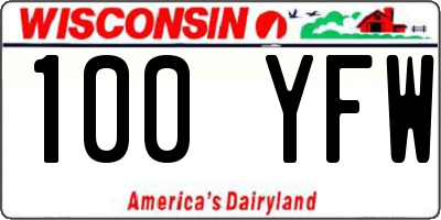 WI license plate 100YFW