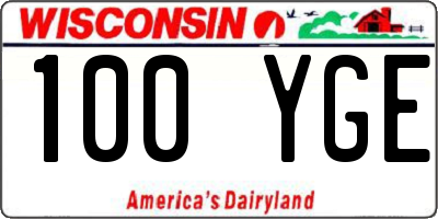 WI license plate 100YGE