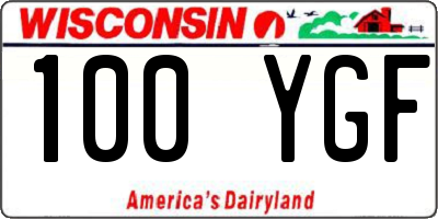 WI license plate 100YGF