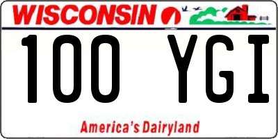 WI license plate 100YGI
