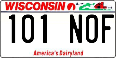 WI license plate 101NOF