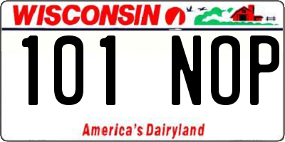 WI license plate 101NOP