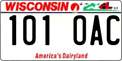 WI license plate 101OAC