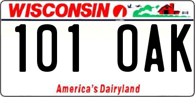 WI license plate 101OAK