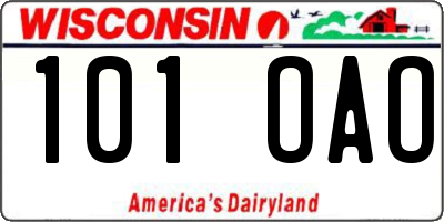 WI license plate 101OAO