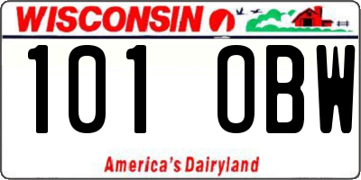 WI license plate 101OBW