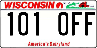 WI license plate 101OFF