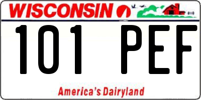 WI license plate 101PEF