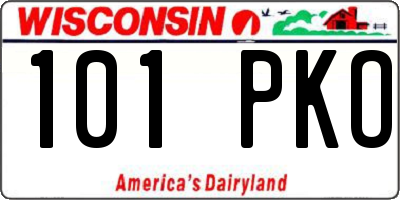 WI license plate 101PKO