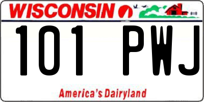 WI license plate 101PWJ