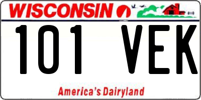 WI license plate 101VEK