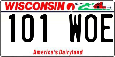 WI license plate 101WOE