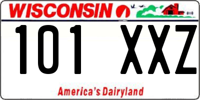 WI license plate 101XXZ