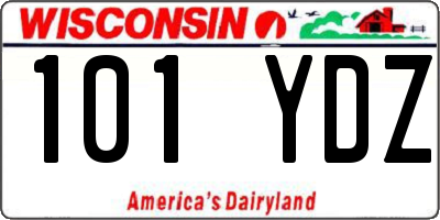 WI license plate 101YDZ