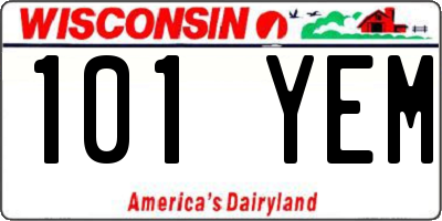 WI license plate 101YEM