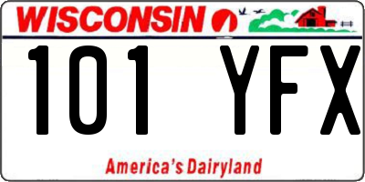 WI license plate 101YFX