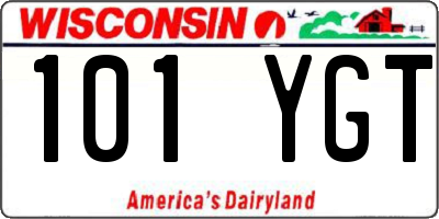 WI license plate 101YGT