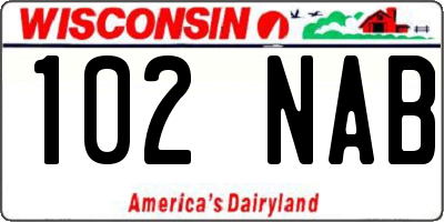 WI license plate 102NAB