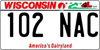 WI license plate 102NAC
