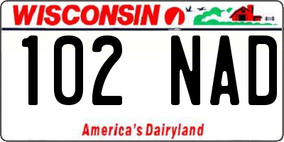 WI license plate 102NAD