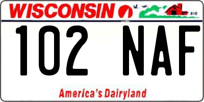 WI license plate 102NAF