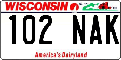 WI license plate 102NAK