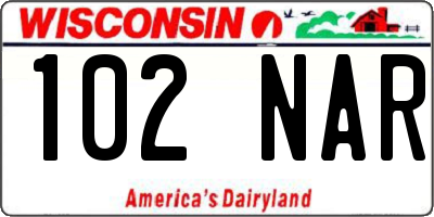 WI license plate 102NAR