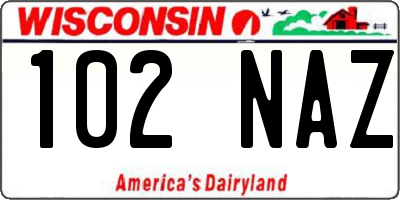 WI license plate 102NAZ