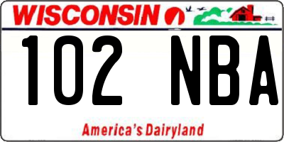 WI license plate 102NBA