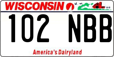 WI license plate 102NBB