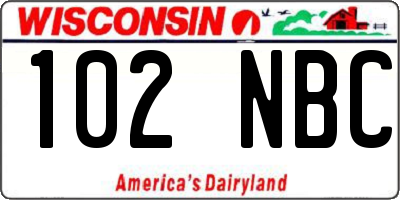 WI license plate 102NBC