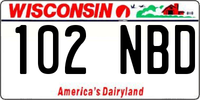 WI license plate 102NBD