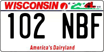WI license plate 102NBF