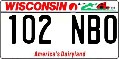 WI license plate 102NBO
