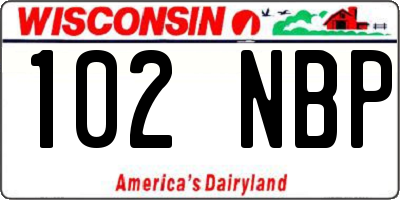 WI license plate 102NBP