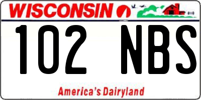WI license plate 102NBS