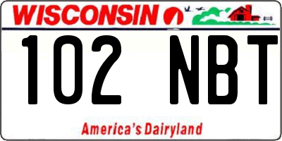 WI license plate 102NBT