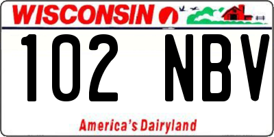 WI license plate 102NBV