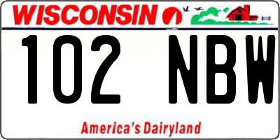 WI license plate 102NBW