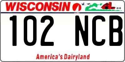 WI license plate 102NCB